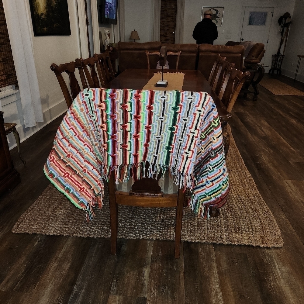 HANDMADE Crochet Multi-colored Blanket - Picture 9 of 9